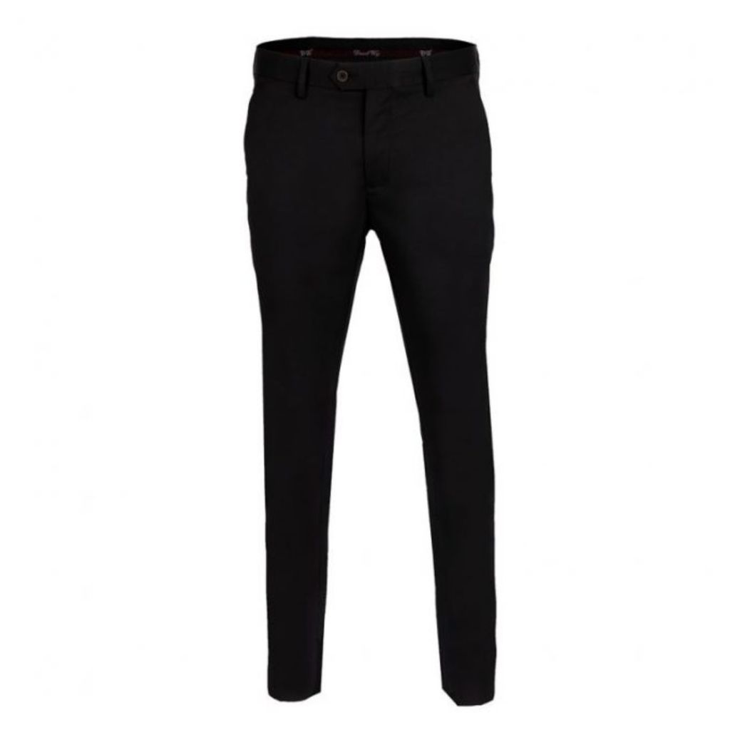 Men's Plain Smart Trousers With Belts Loops - Black 32