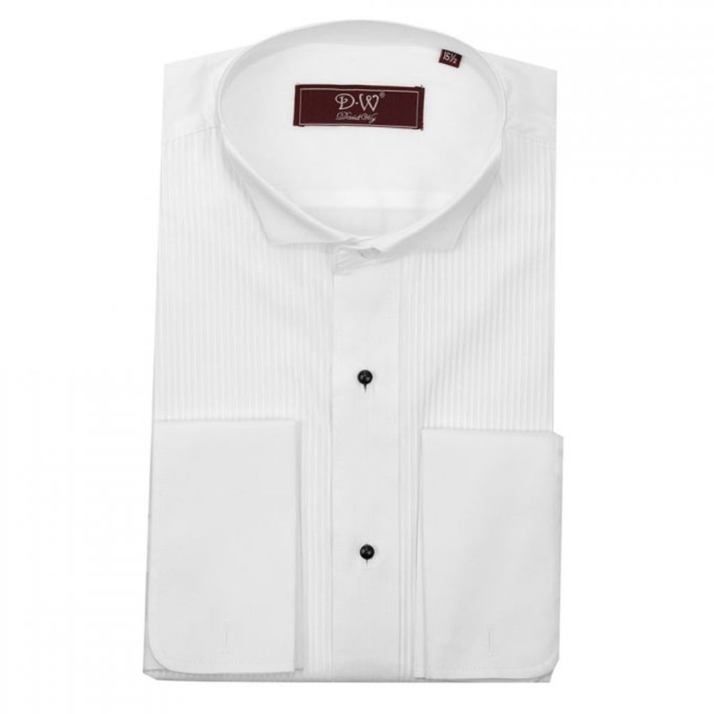 Men's Wing Collar Double Cuff Dress Shirt - White 15