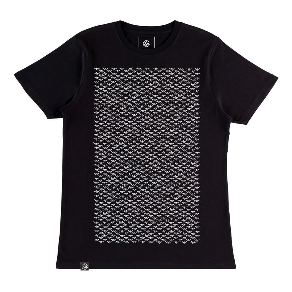 Men's Black Cranes Graphic Bamboo T-Shirt Small TOMOTO
