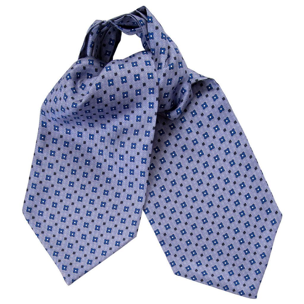 Men's Blue Montalcino Silk Ascot Cravat Tie One Size Elizabetta