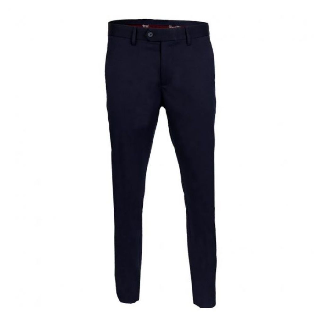 Men's Blue Plain Smart Trousers With Belt Loops - Navy 34