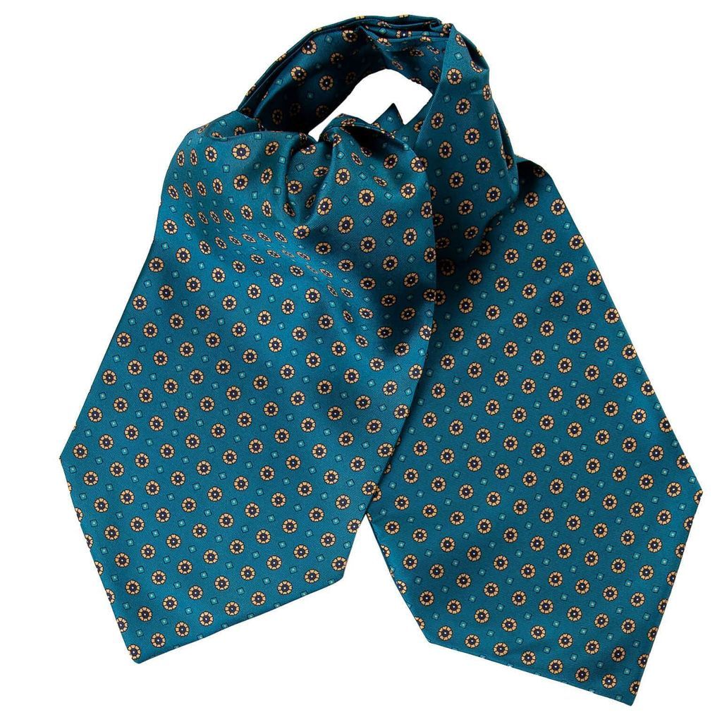 Men's Blue Siena Silk Ascot Cravat Tie One Size Elizabetta