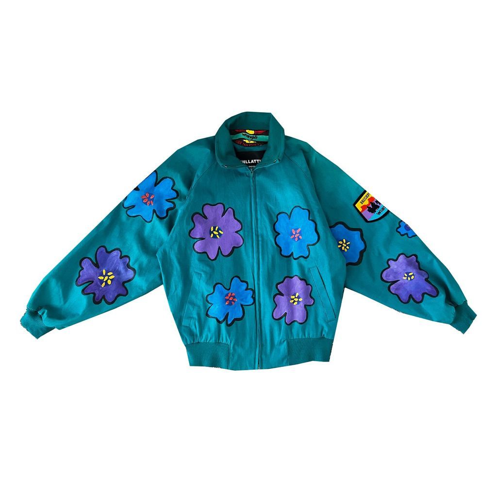 Men's Blue Teal Floral Jacket M/L Quillattire