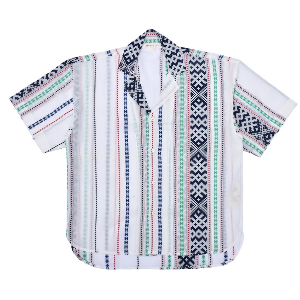 Men's Ns01 Summer Shirt In White Galaga Cotton Small LaneFortyfive