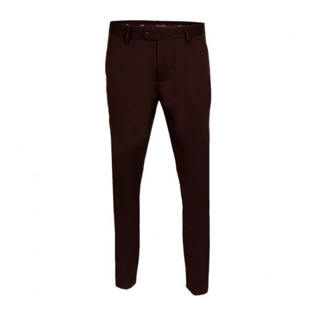 Men's Plain Smart Trousers With Belt Loops - Brown 30