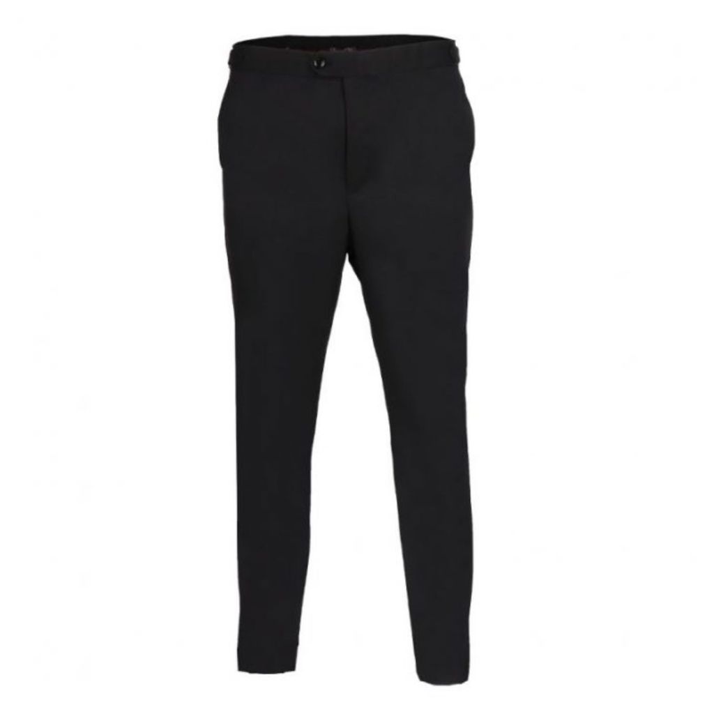 Men's Plain Smart Trousers With Side Adjusters - Black 40