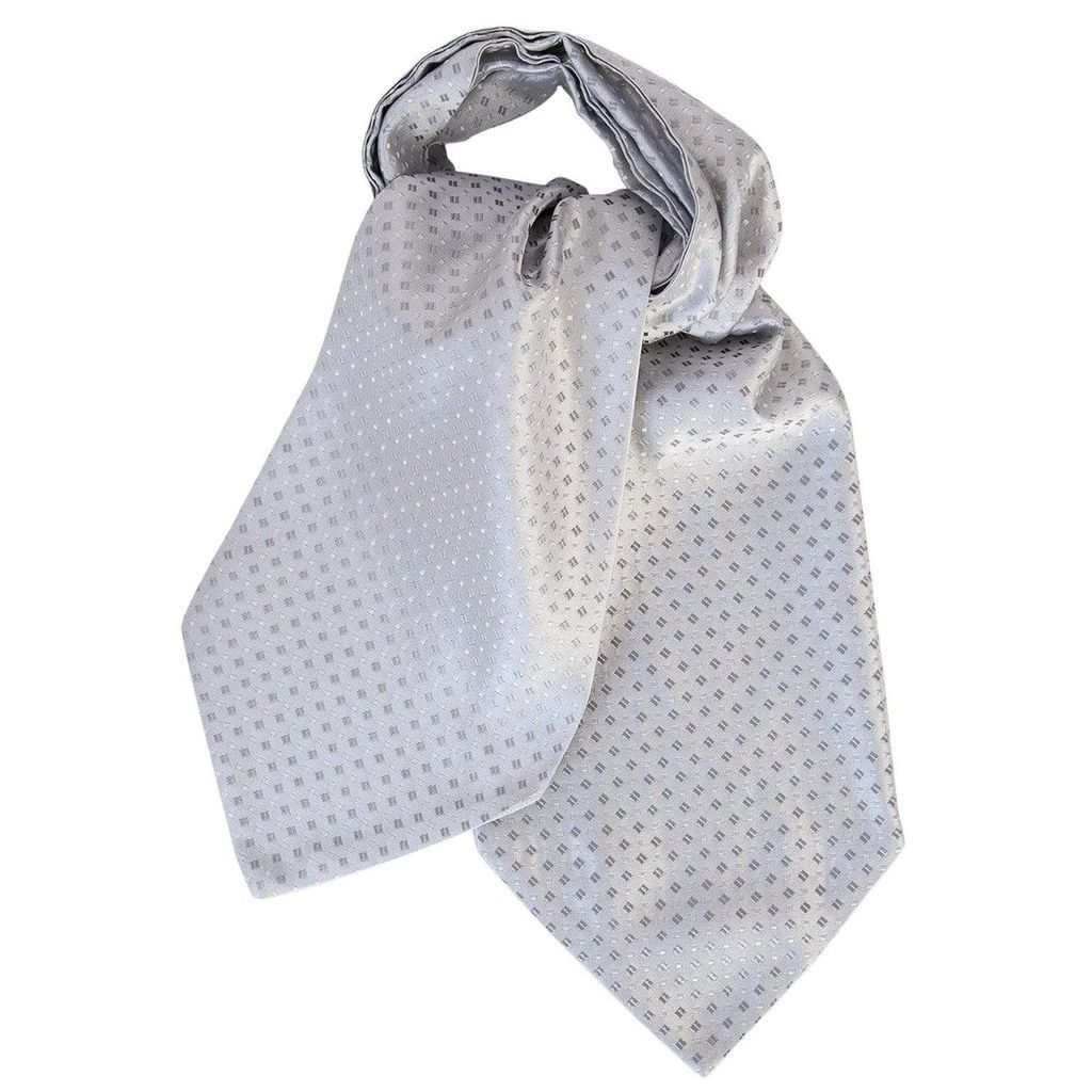 Men's Portofino - Silver Silk Ascot Cravat Tie One Size Elizabetta