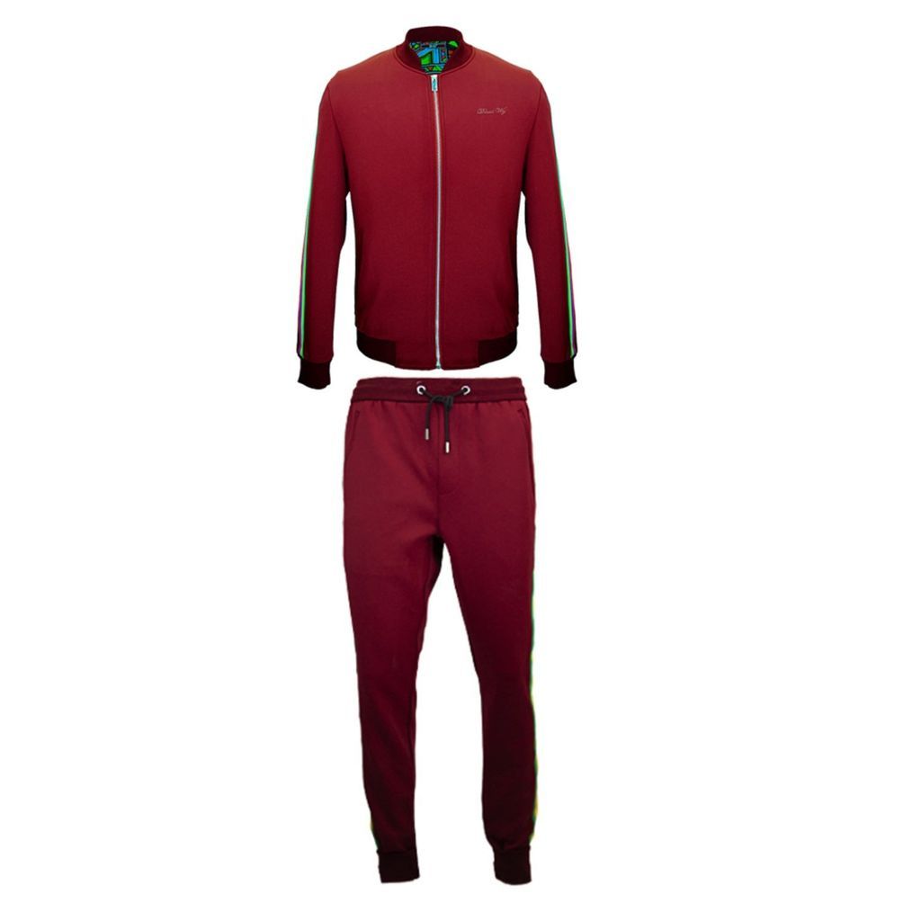 Men's Lagos Multi Stripe Track Suit - Red Small DAVID WEJ
