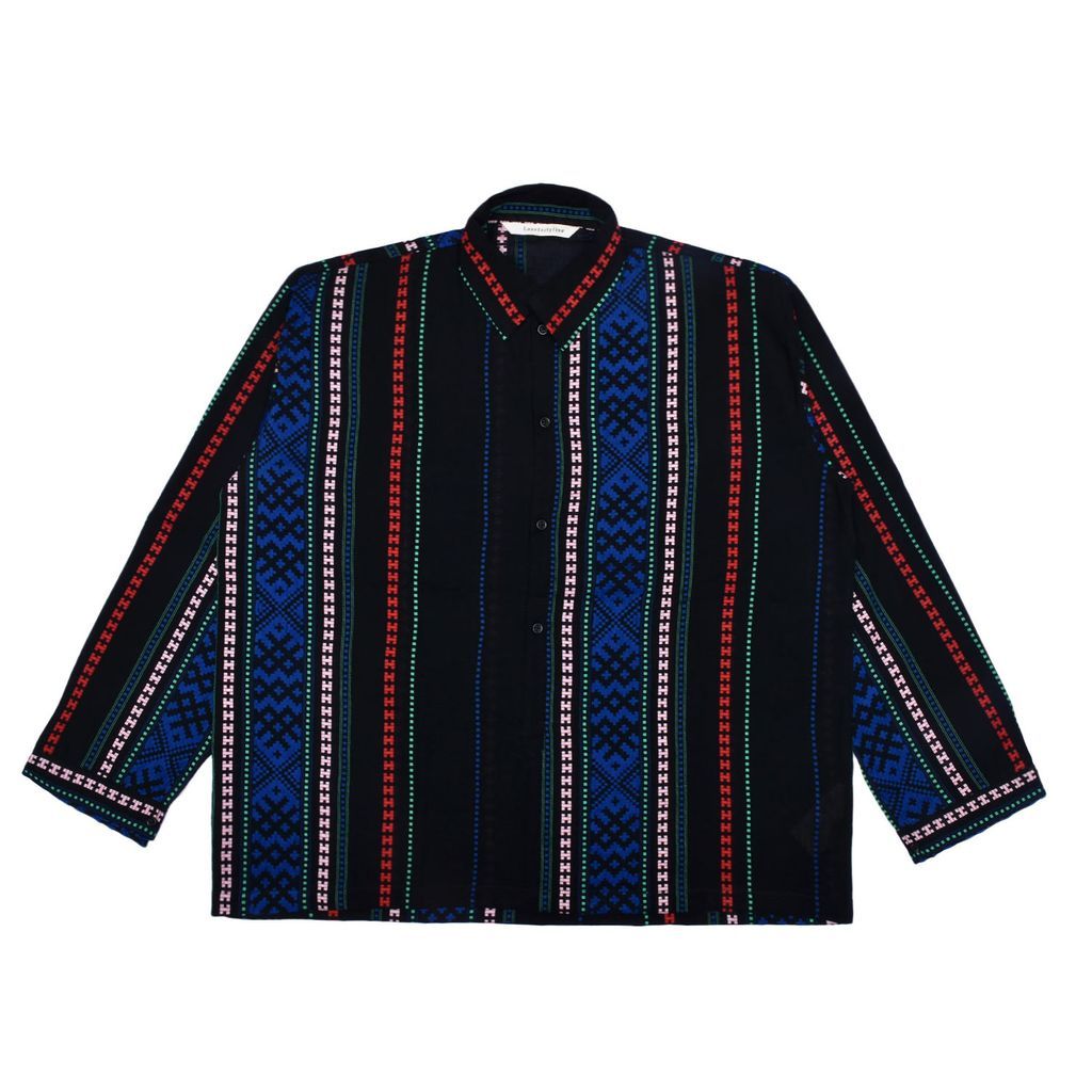 Men's Ns02 Summer Shirt In Black Galaga Cotton Small LaneFortyfive