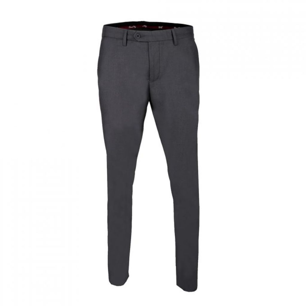 Men's Neutrals Plain Smart Trousers With Belts Loops - Charcoal 30