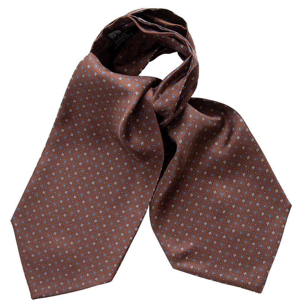 Men's Brown Navona - Chocolate Silk Ascot Cravat Tie One Size Elizabetta