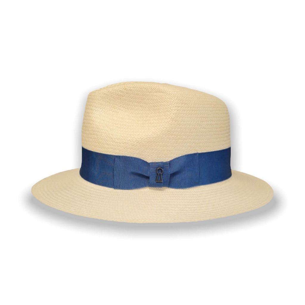 Men's Panama Hat - Positano With Its Blue Gros Grain Ribbon Trim Medium Mister Miller - Master Hatter