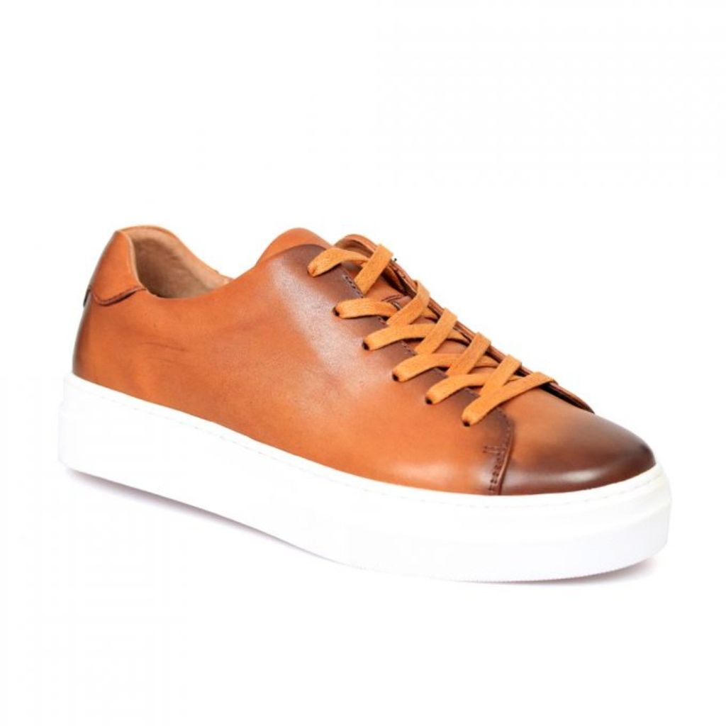 Men's Leather Sneakers - Brown 11 Uk DAVID WEJ