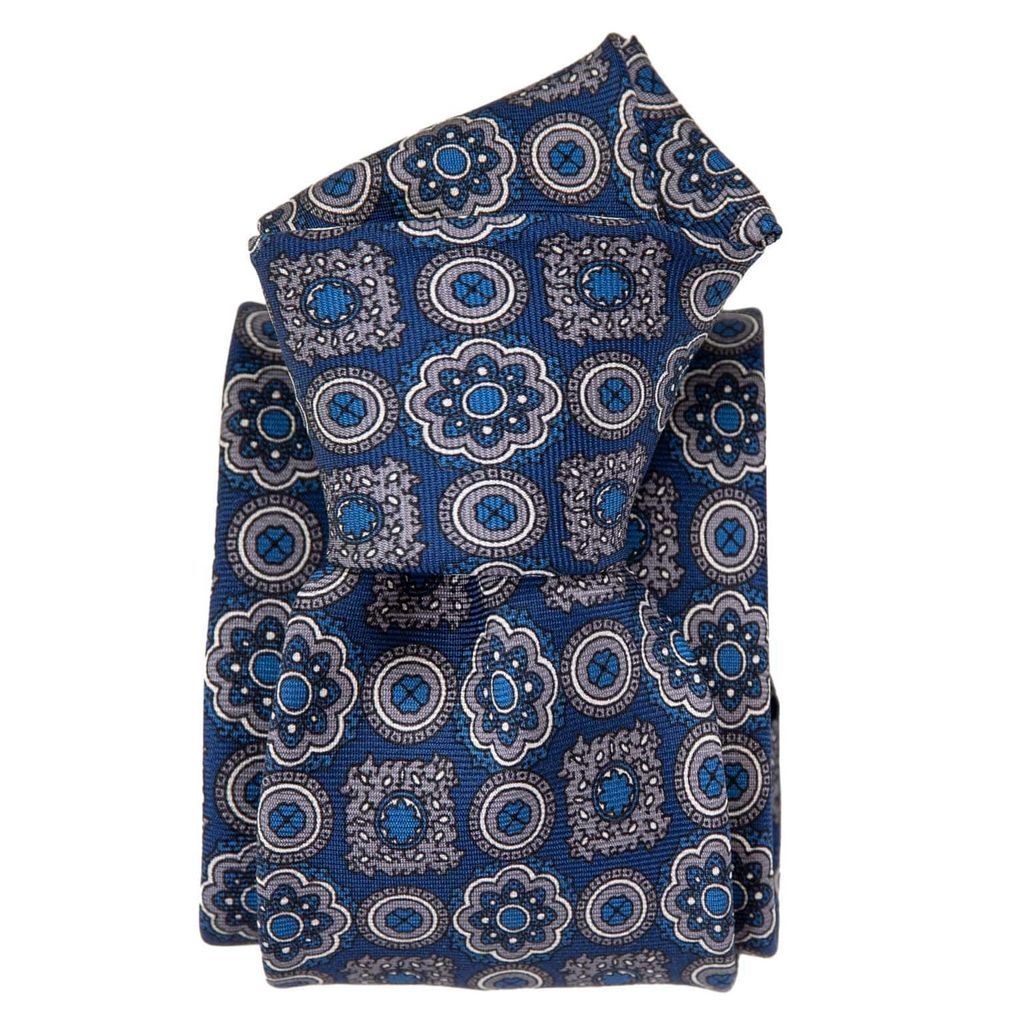 Men's Ravenna - Printed Silk Tie - Royal Blue One Size Elizabetta