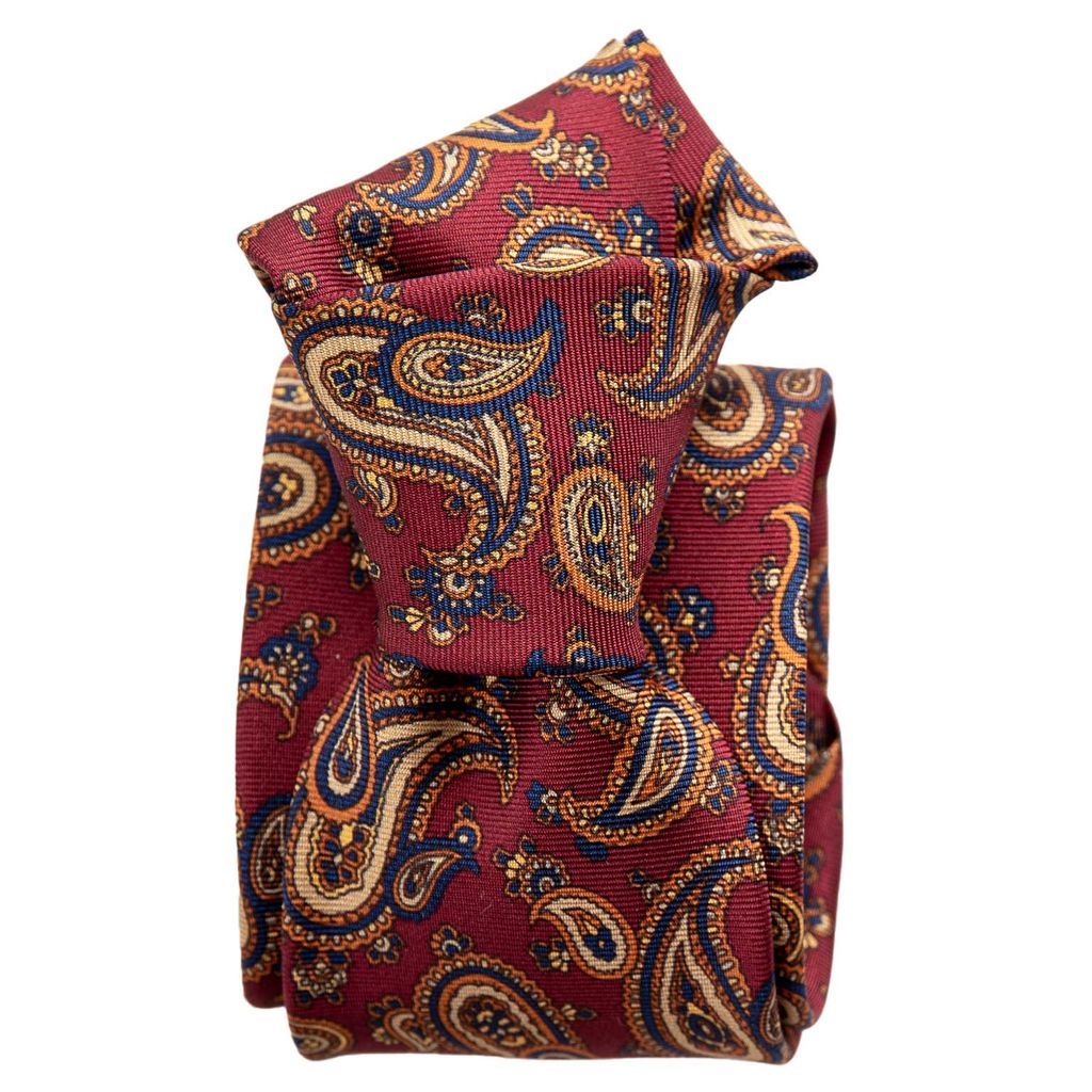 Men's Red Trevi - Printed Silk Tie - Burgundy One Size Elizabetta