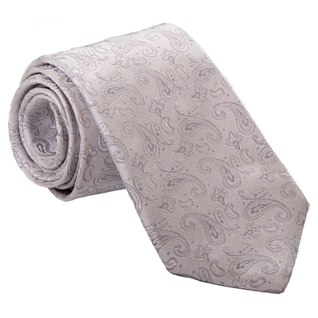 Men's Sambuco - Silver Xl Silk Jacquard Tie One Size Elizabetta
