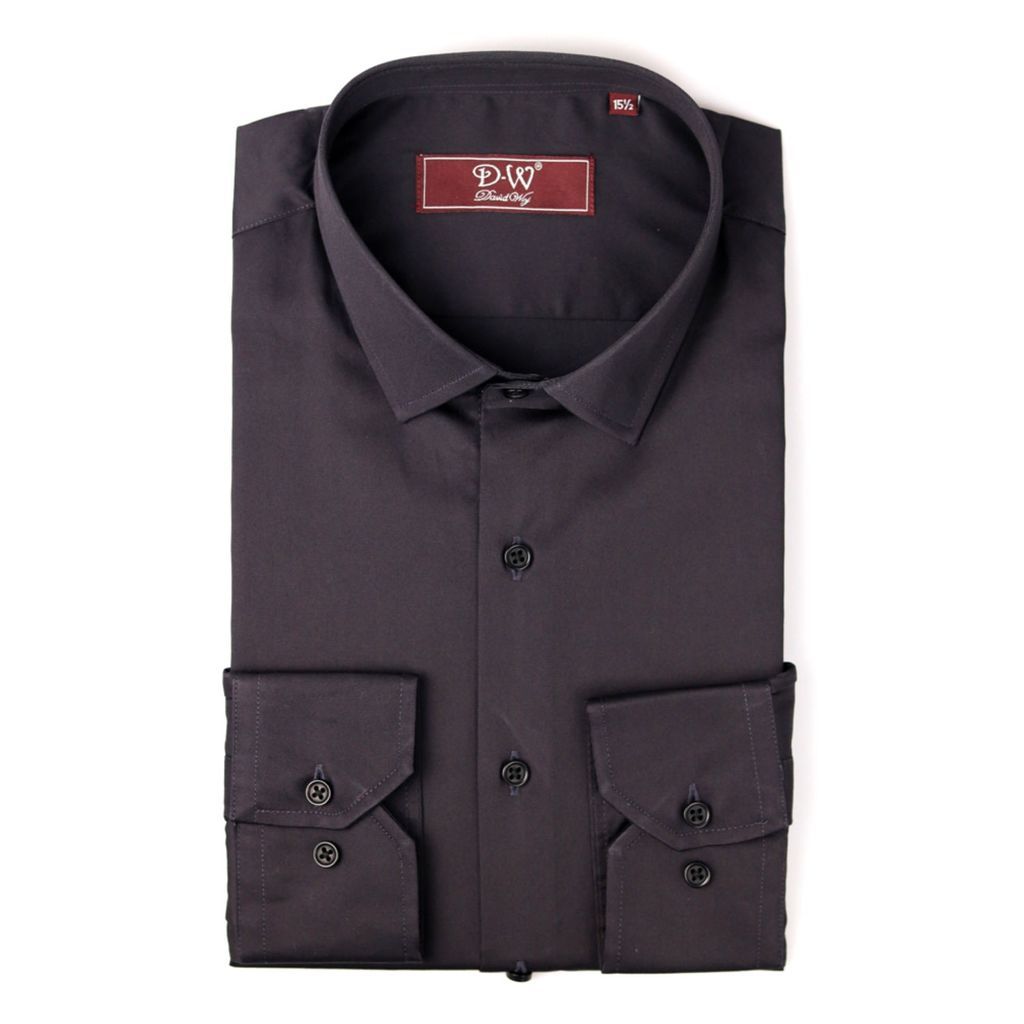 Men's Classic Collar Button Cuff Poplin Shirt - Black 16.5