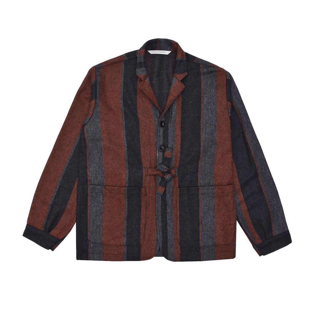 Musta3 Men's Jacket - Orange Multi Stripe Tweed Small LaneFortyfive