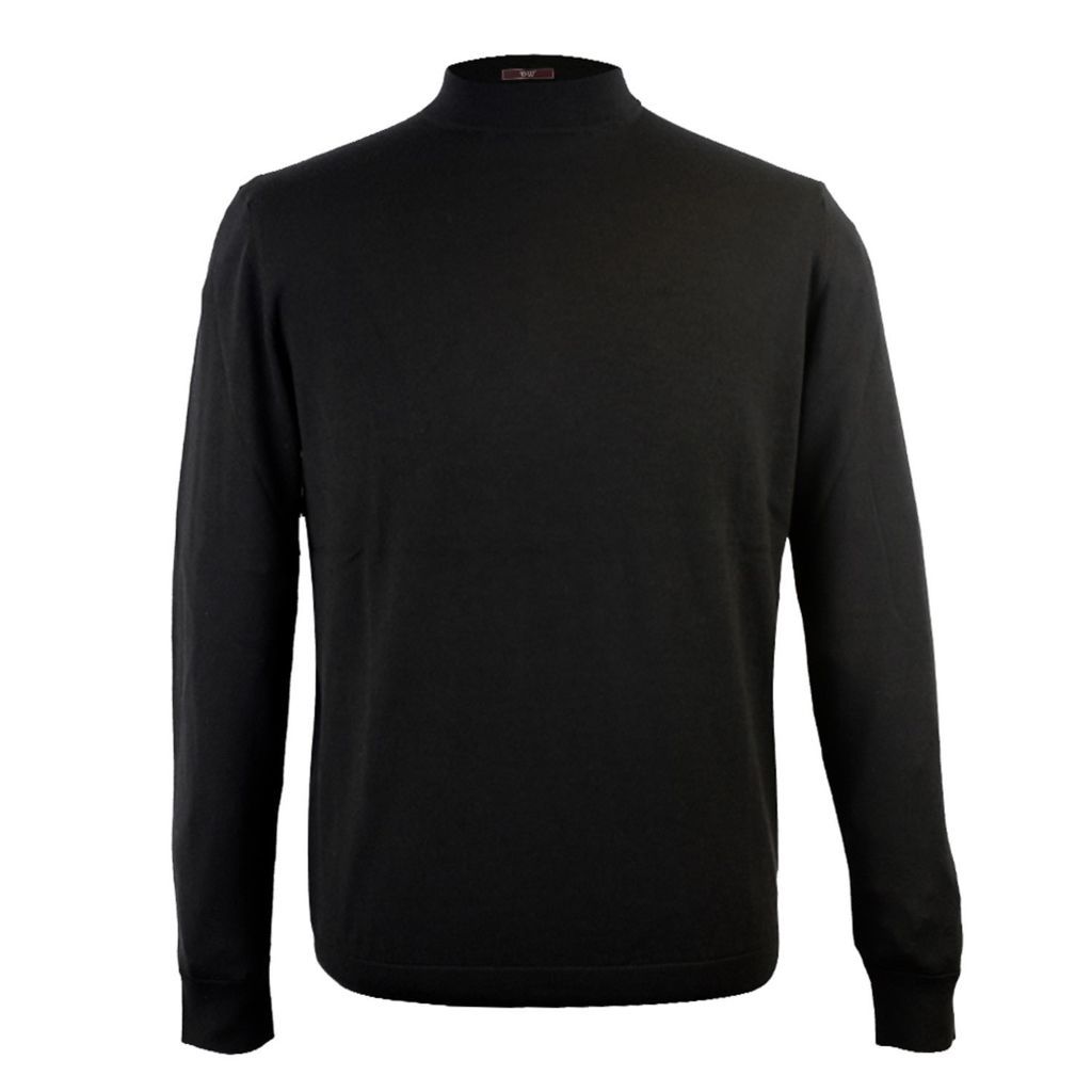 Men's Dennis Merino Wool Crew Neck Sweater - Black Medium DAVID WEJ