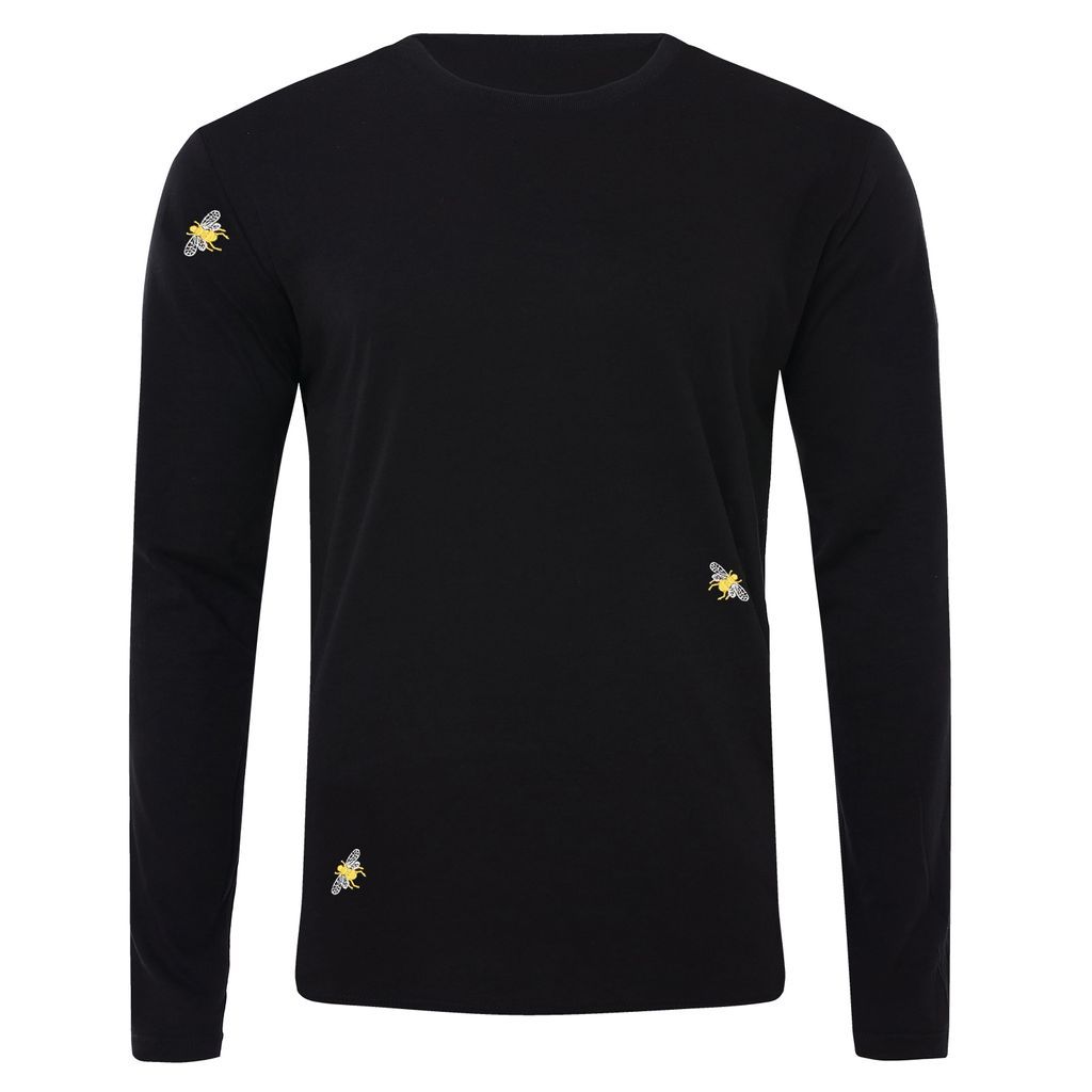 Bee Embroidered Long Sleeved Top Black Men Small INGMARSON