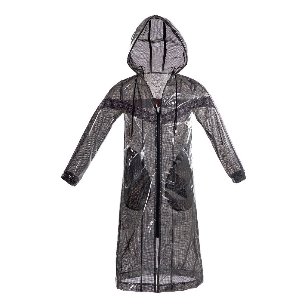 Black Men Designer Transparent Raincoat - Lukewarm - Noir Extra Small Yvette LIBBY N'guyen Paris