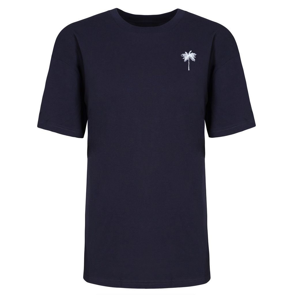 Blue Palm Tree Embroidered T-Shirt Navy Men Extra Large INGMARSON