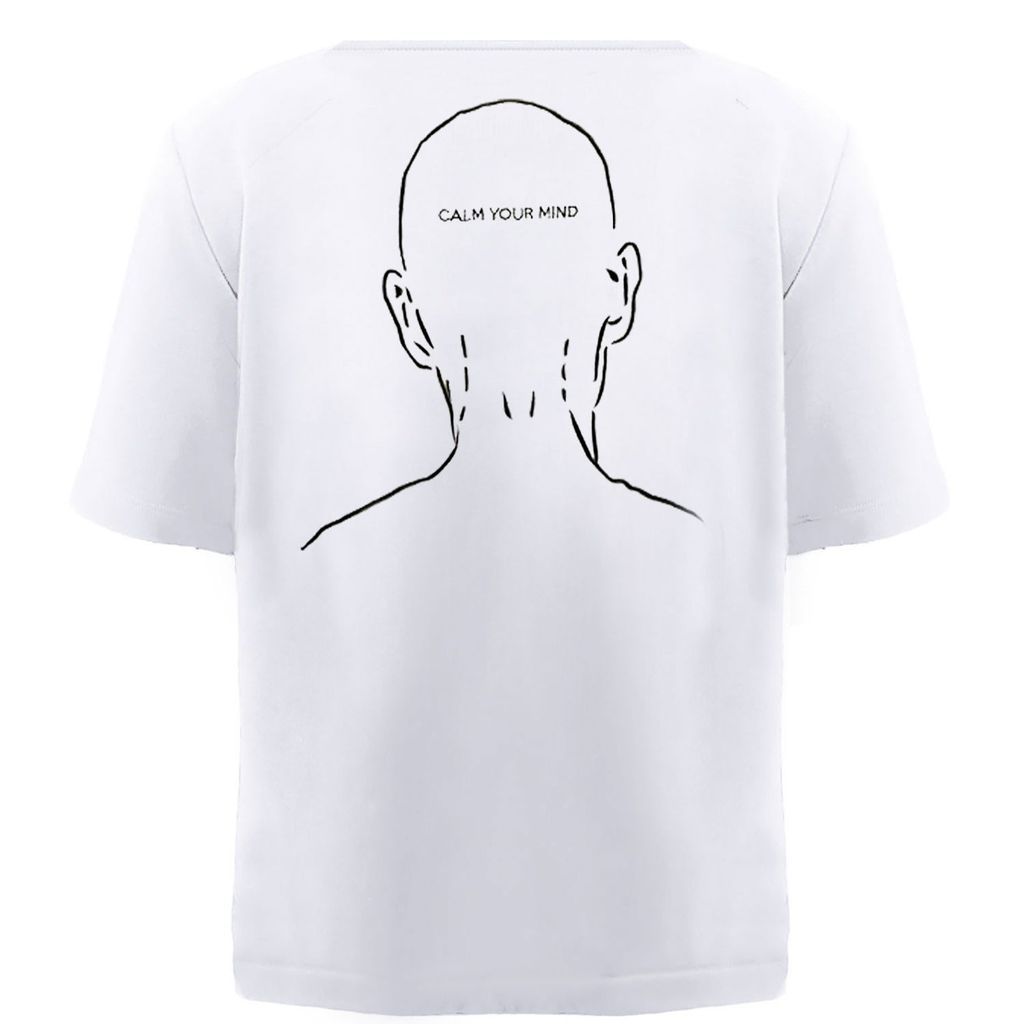 Calm White Embroidered Men's T-Shirt Small Hamza
