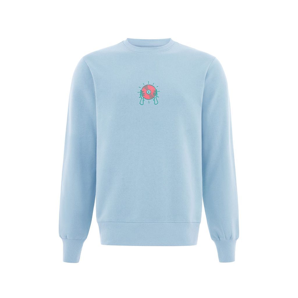 Disco Cult Embroidered Organic Cotton Mens Sweatshirt In Light Blue Extra Large blonde gone rogue