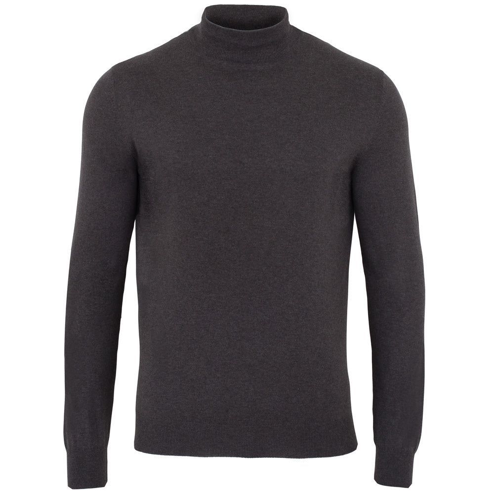 Grey Mens 100% Ultra Fine Cotton Mock Turtle Neck Spencer Jumper - Charcoal Extra Small Paul James Knitwear