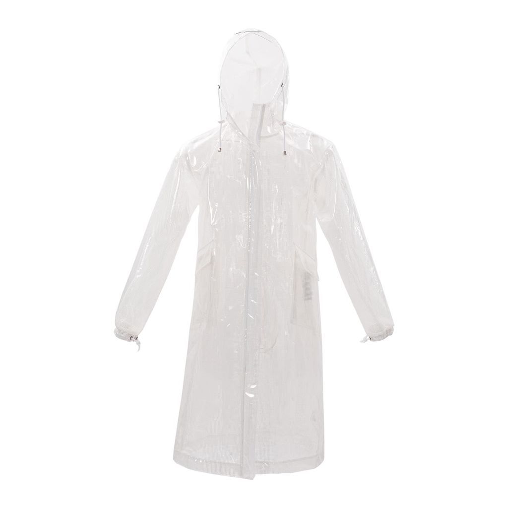 Men - Designer Transparent Clear Glass Plastic Rain Coat With Hood - Transparent White - Para Umbrella Extra Small Yvette LIBBY N'guyen Paris