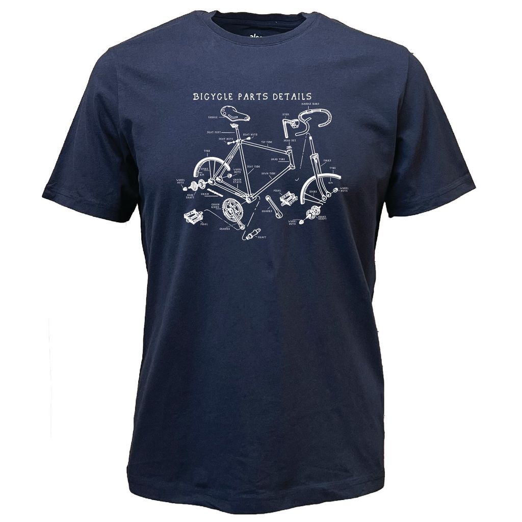Men Bicycle Printed Unisex T-Shirt Navy Small Alse Studio