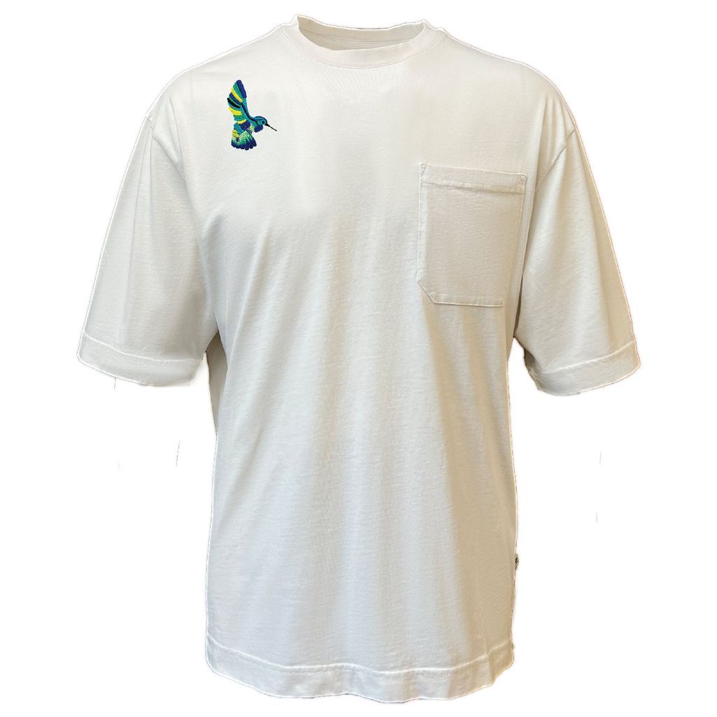 Men Bird Embroidered Oversize T-Shirt Off White Small Alse Studio