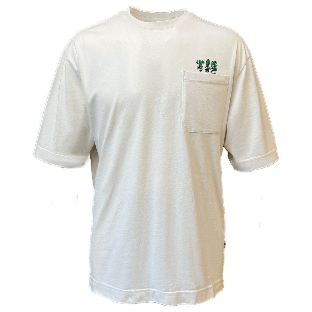 Men Cactus Embroidered Oversize T-Shirt Off White Small Alse Studio