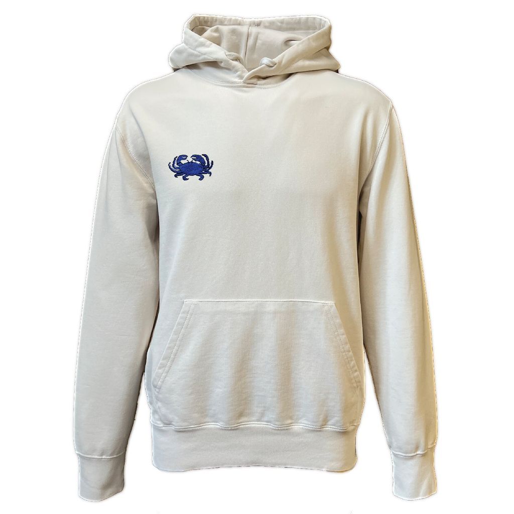 Men Blue Crab Embroidered Hoodie Off White Small Alse Studio