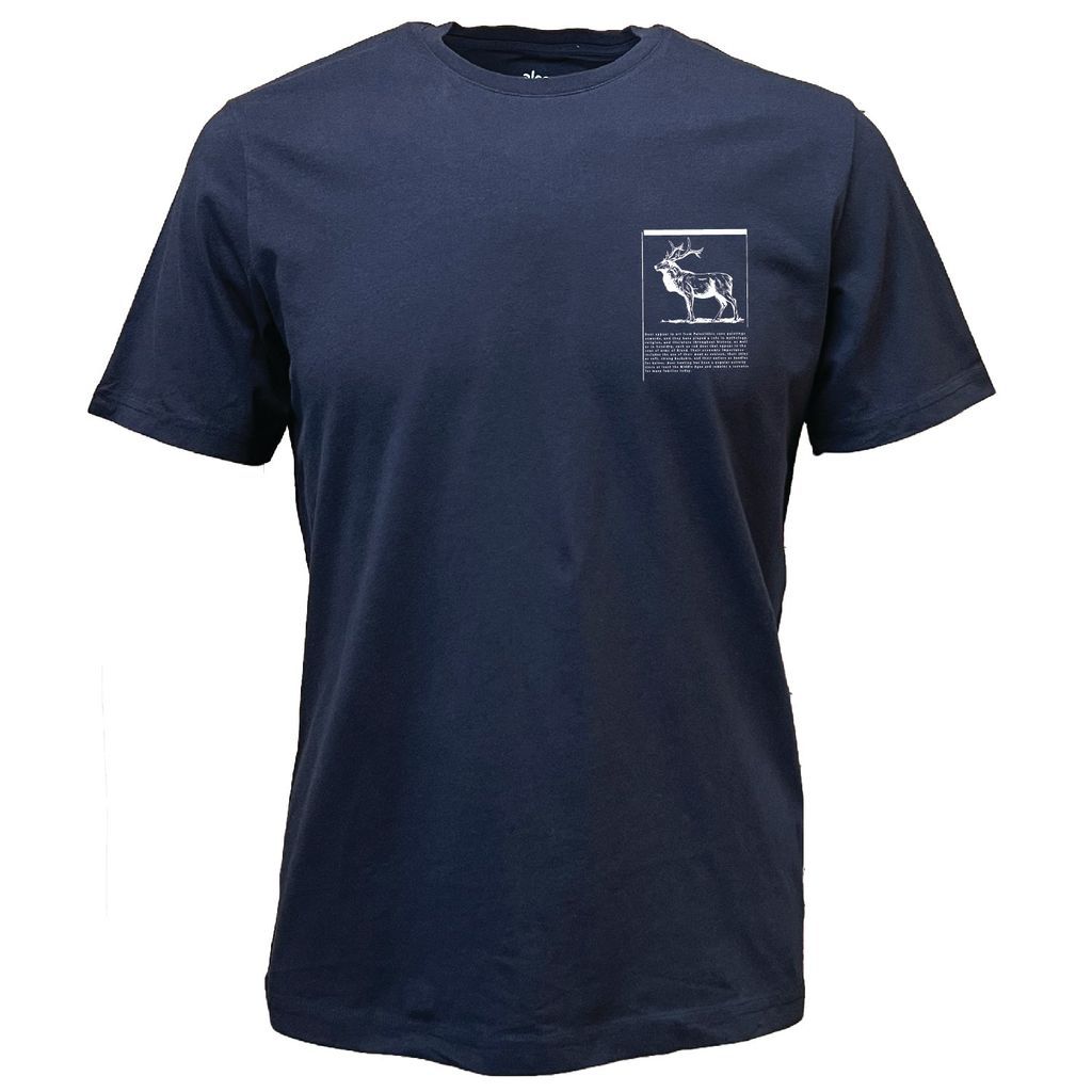 Men Deer Printed Unisex T-Shirt Navy Small Alse Studio