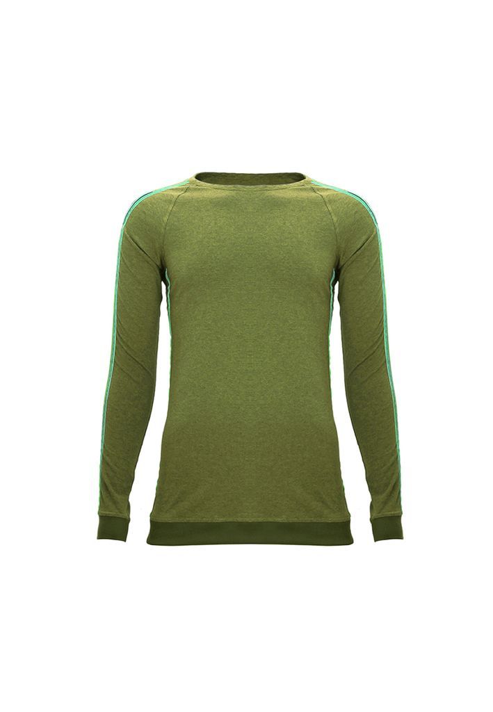Men Long Sleeve Cotton Mélange T-Shirt - Yvette Cool Mt1 - Green Small Yvette LIBBY N'guyen Paris