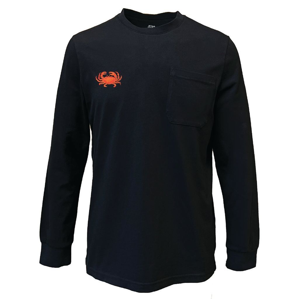 Men Red Crab Embroidered Long Sleeve T-Shirt Black Small Alse Studio
