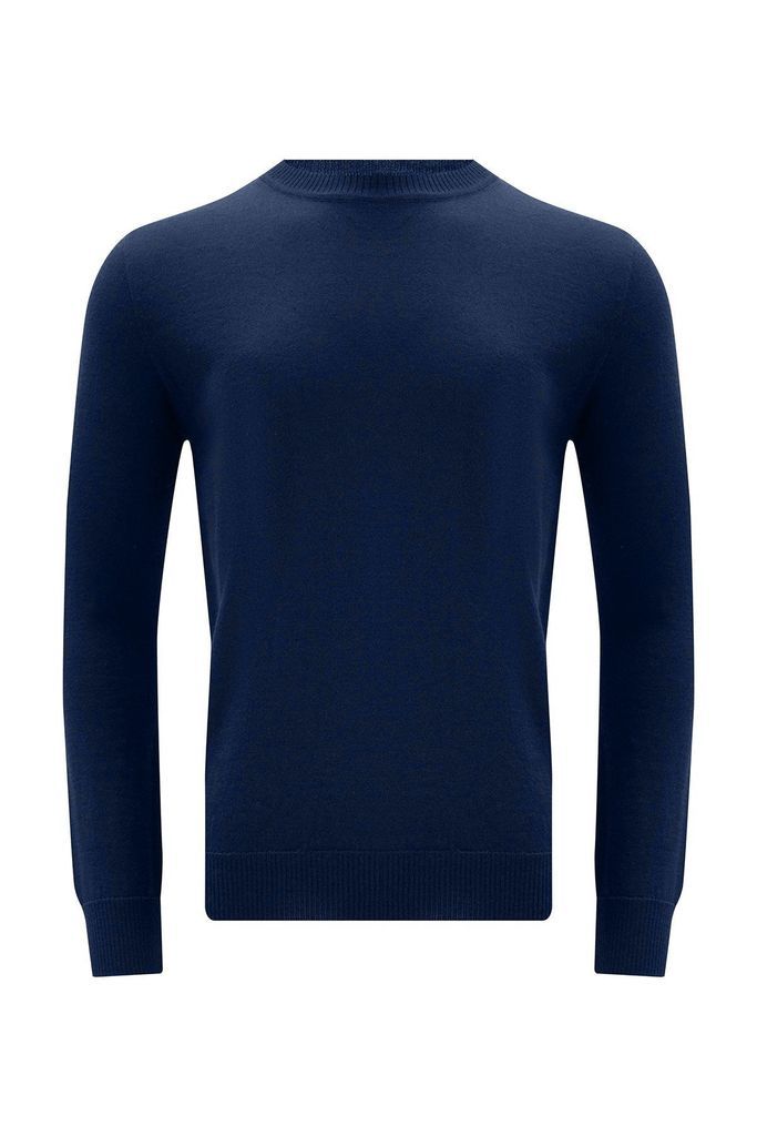 Men's Basic Crew Neck Knitwear Pullover - Navy Blue Large Peraluna