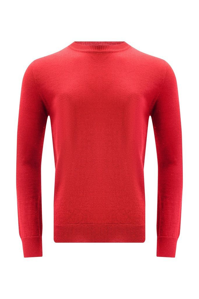 Men's Basic Crew Neck Knitwear Pullover - Red Small Peraluna