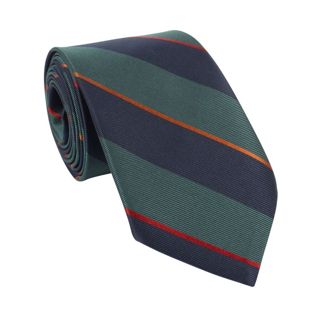 Men's Biella Green/Navy Stripe Classic Silk Tie LE COLONEL