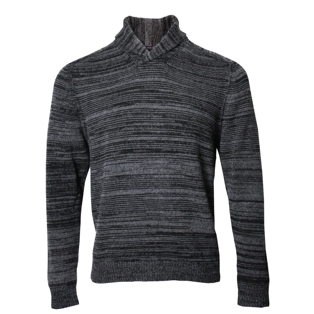 Men's Black / Grey Sweet Shawl Neck Sweater In Charcoal Medium Lords of Harlech