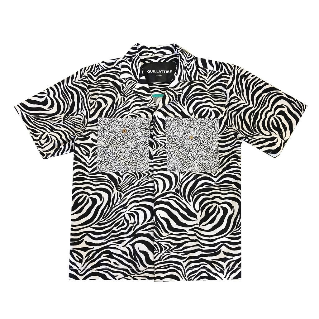 Men's Black / White Black And White Zebra Print Shirt Small Quillattire