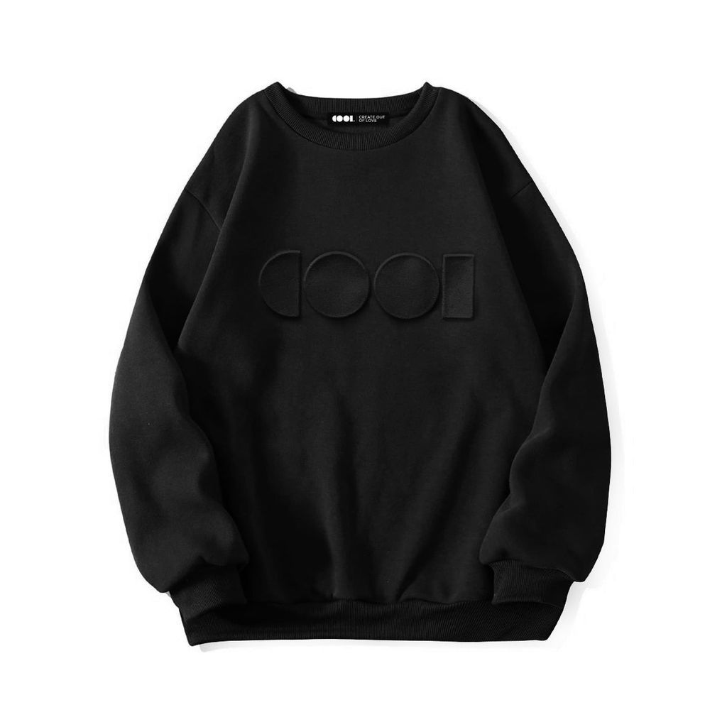 Men's Black Embossed Crewneck Sweatshirt Small COOL CREATIVE