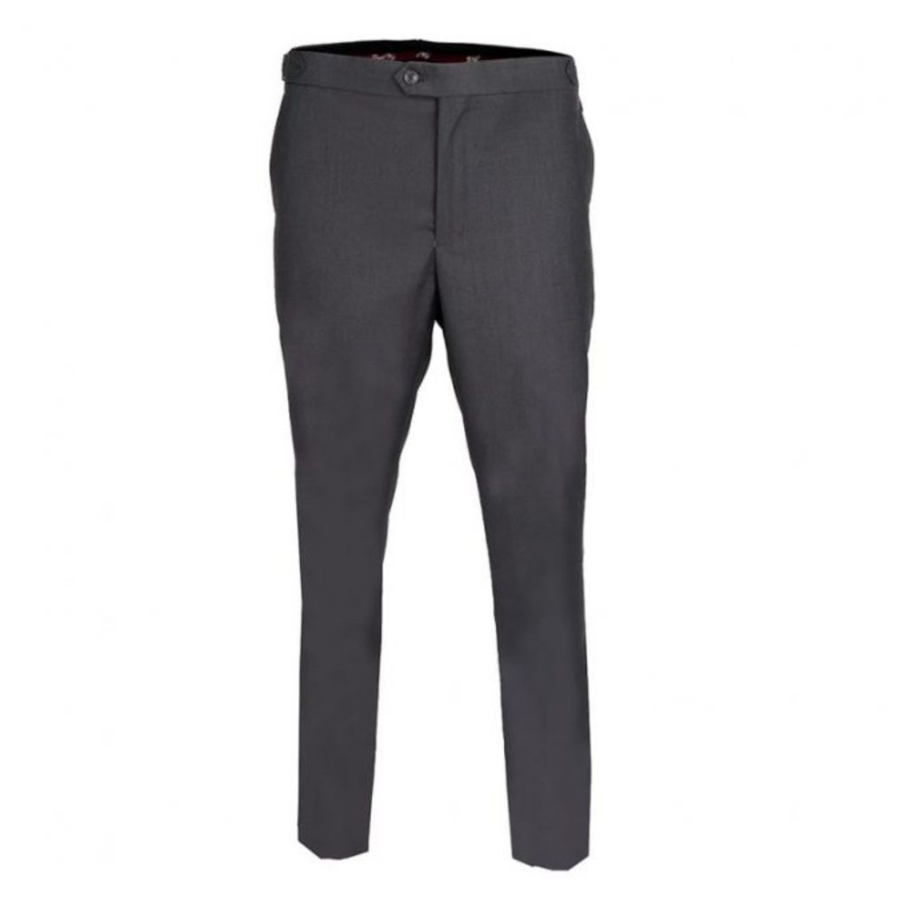 Men's Black Plain Smart Trousers With Side Adjusters - Charcoal 30