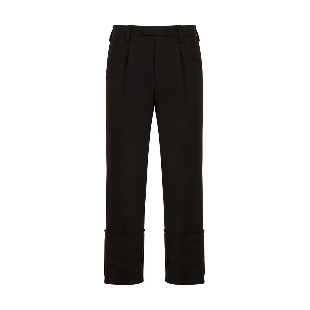 Men's Black Raw Hem Trousers 30