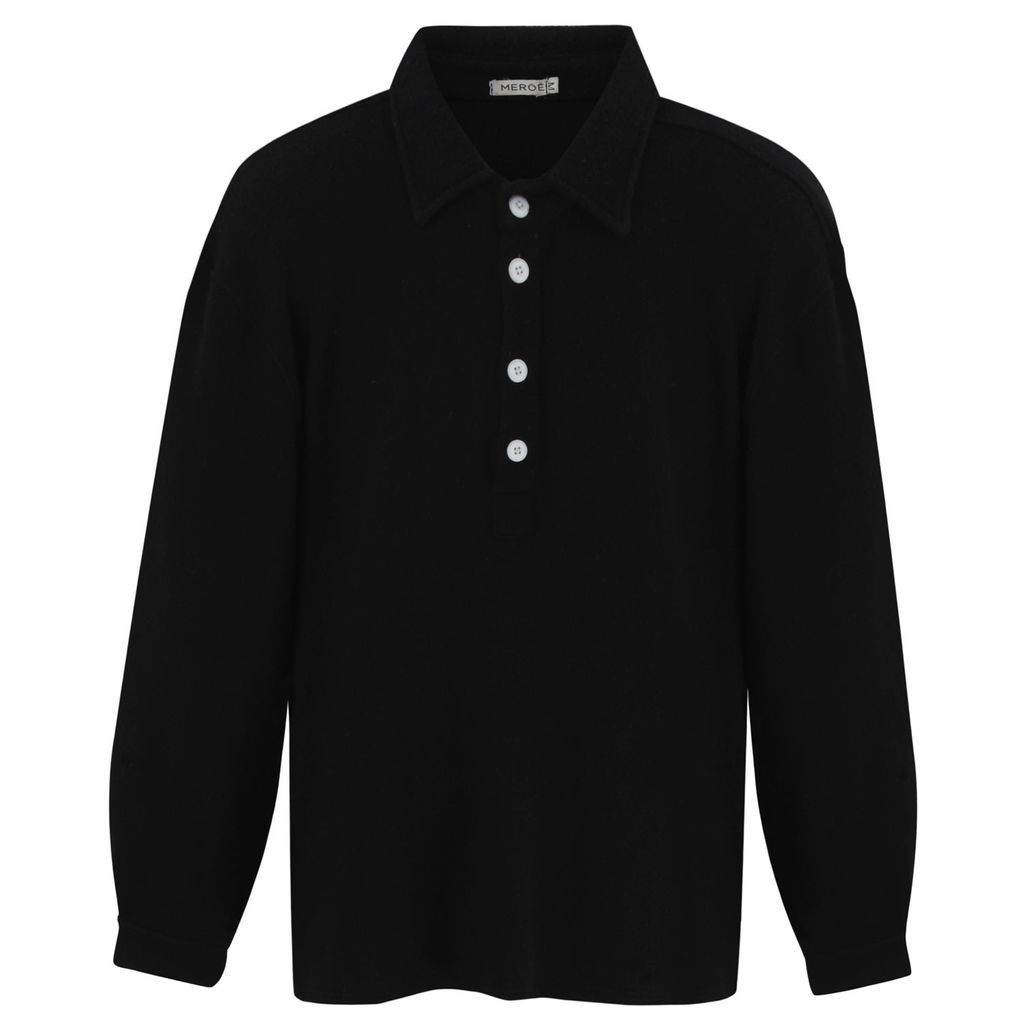 Men's Black Relaxed-Fit Polo Shirt Small MEROË