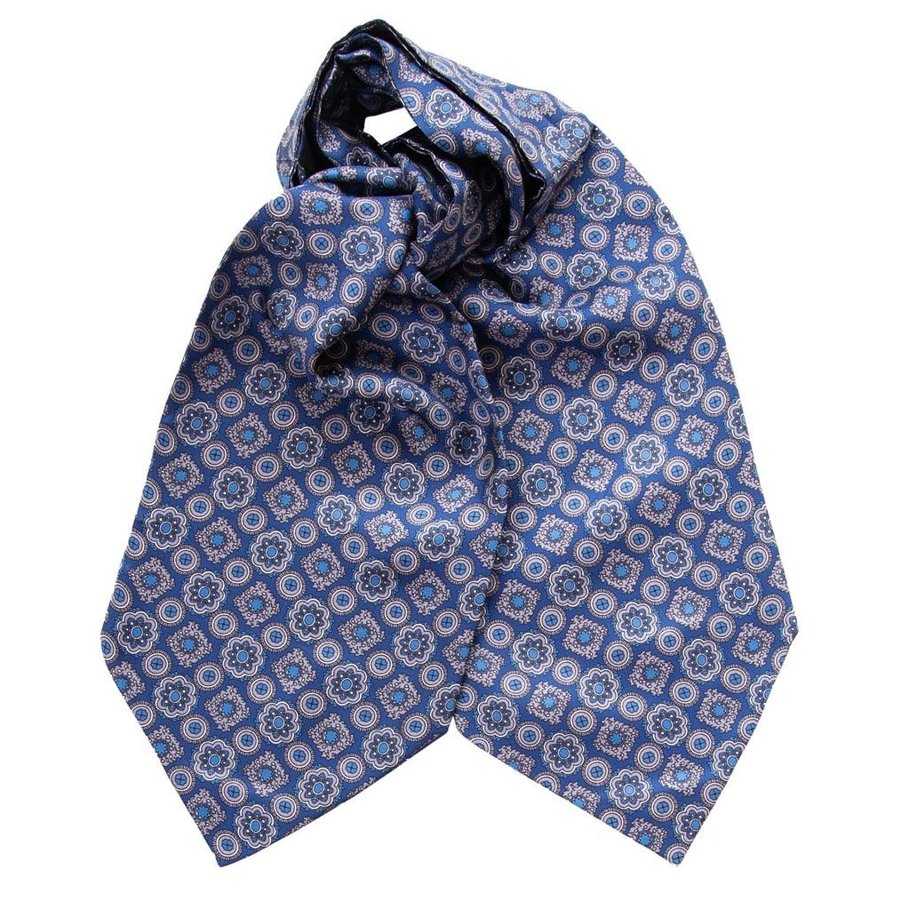 Men's Blue / Grey Orvieto - Silk Ascot Cravat Tie - Royal Blue One Size Elizabetta