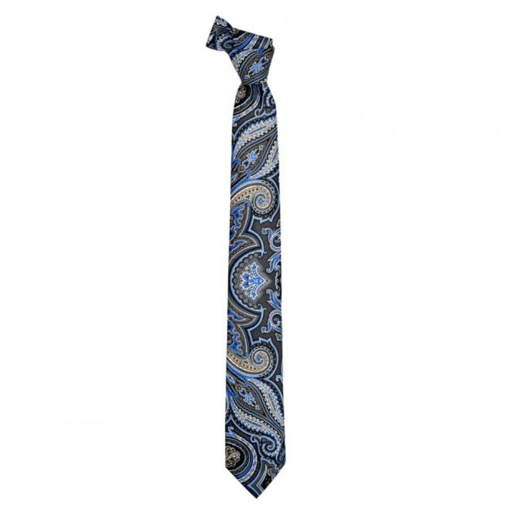 Men's Blue / Grey Large Paisley Printed Tie - Blue Grey DAVID WEJ