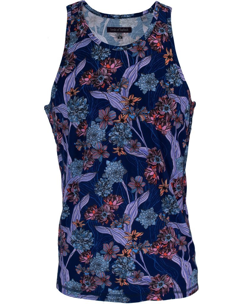Men's Blue / Yellow / Orange Tedford Ocean Floral Tank - Navy Small Lords of Harlech