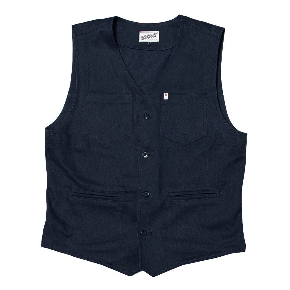 Men's Blue &Sons Navy Lincoln Waistcoat / Vest Small &SONS Trading Co